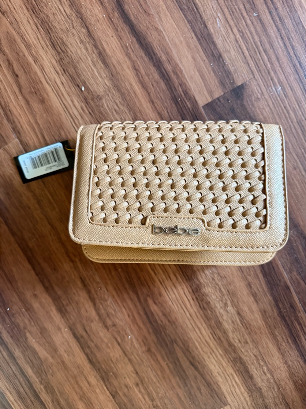 Womens Bebe Woven Crossbody Bag Set in Tan NWT